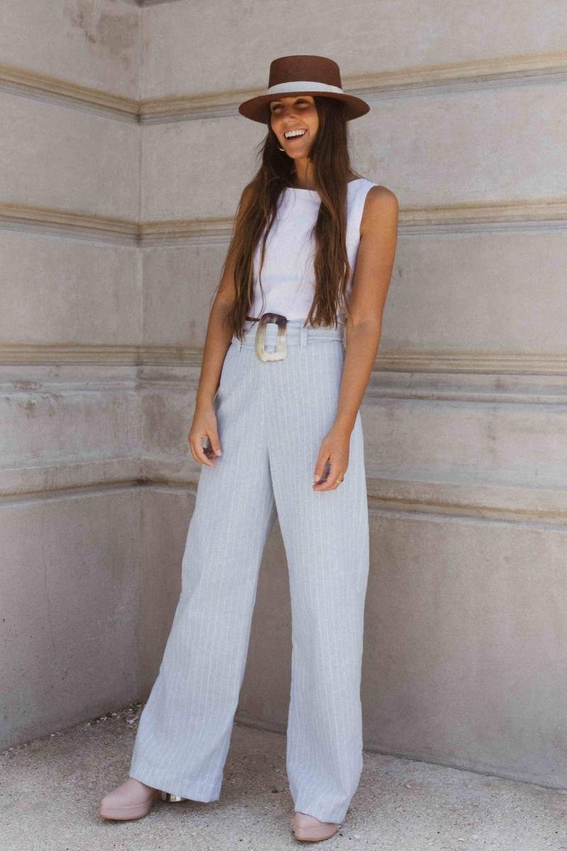 Pantalon Chiara Rayas Celeste